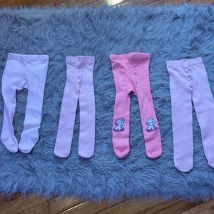 4 pink thick tights.